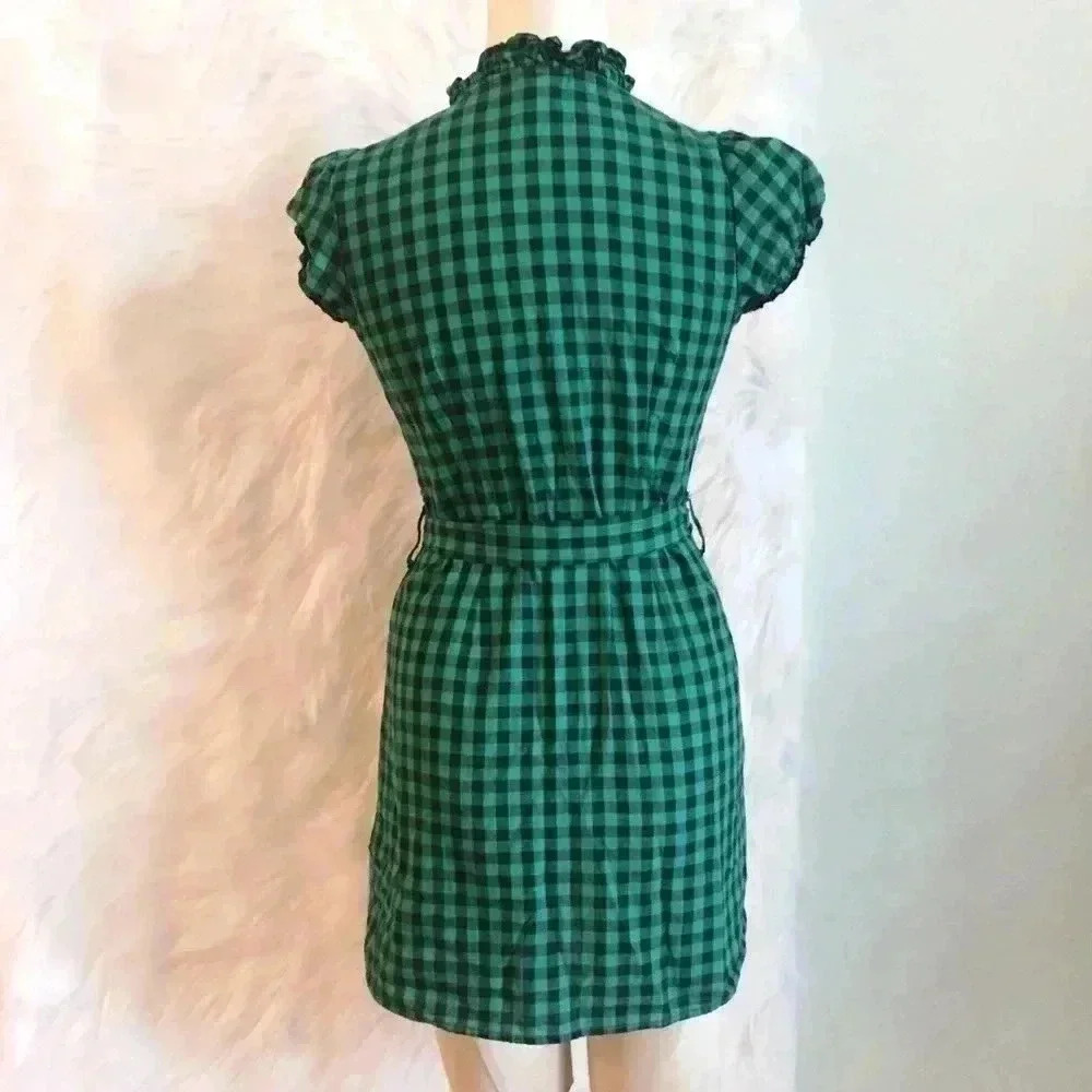 She’s Cool Green & Black Plaid Button Down Dress - Picture 3 of 5